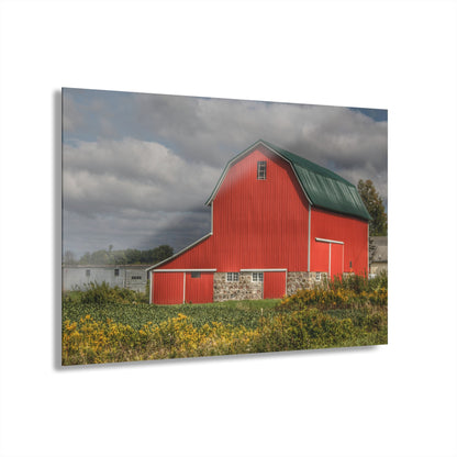 U R There Photography Valentine Road Fieldstone Red Rustic Farmhouse Acrylic Wall Print