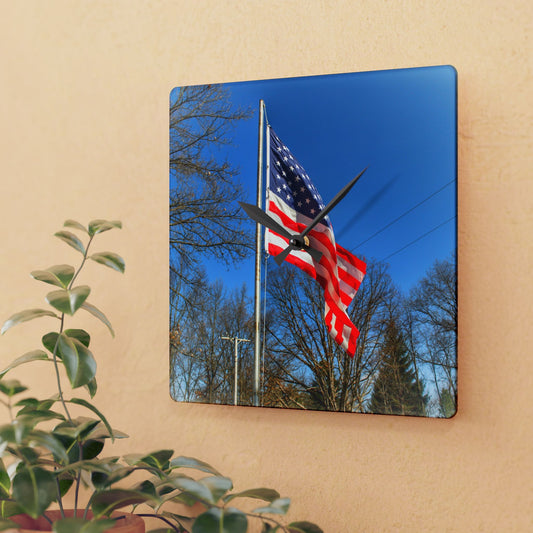 Rustic Farmhouse Wall Clock featuring Our Grand Old Flag
