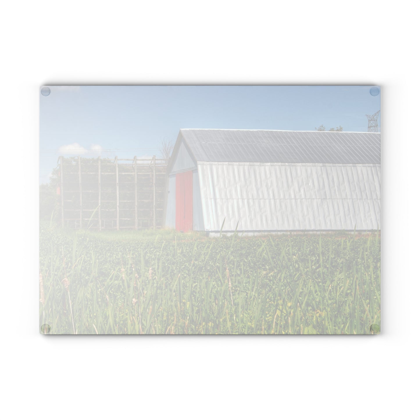 U R There Photography Montrose Farm II Rustic Farmhouse Tempered-Glass Cutting Board
