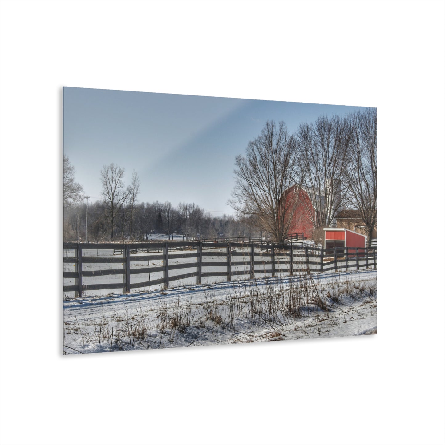 U R There Photography West Lake Road Red Rustic Farmhouse Acrylic Wall Print