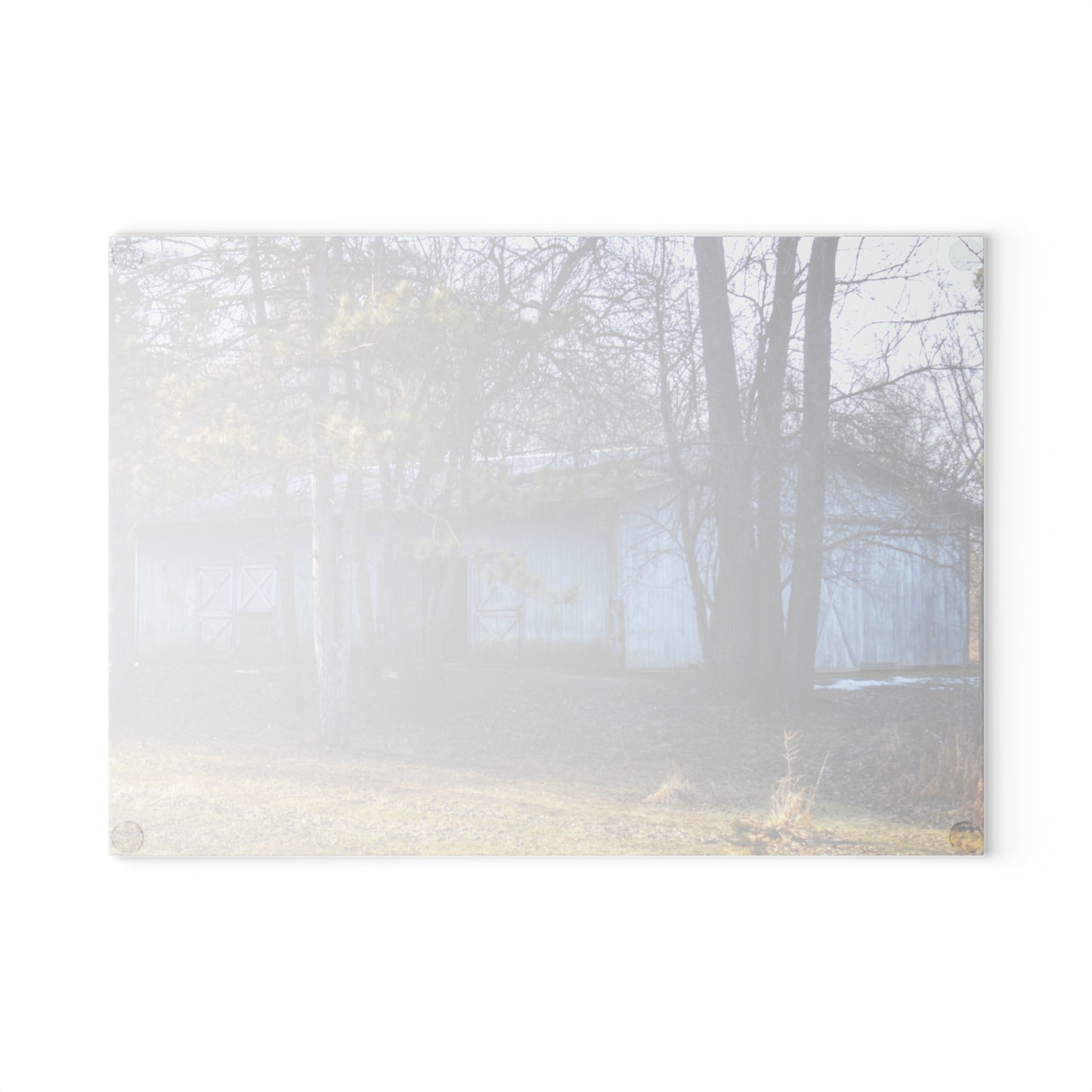 U R There Photography Hickory Lane Grey Rustic Farmhouse Tempered-Glass Cutting Board