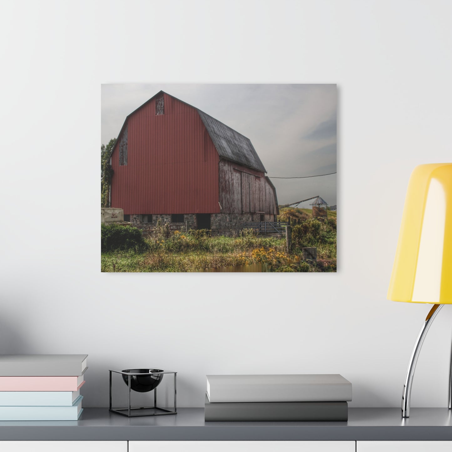 U R There Photography Roadside Stone Red Rustic Farmhouse Acrylic Wall Print