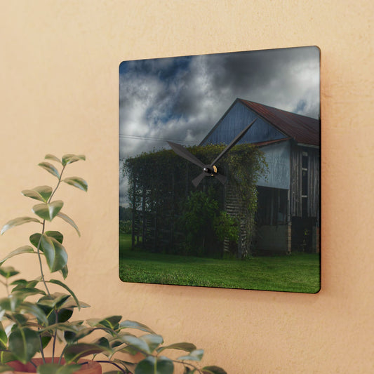 U R There Photography Pergola Barn Rustic Farmhouse Acrylic Analog Wall Clock