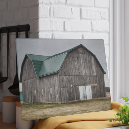 U R There Photography Loomis Road Grey Rustic Farmhouse Tempered-Glass Cutting Board
