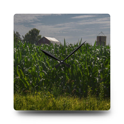 U R There Photography Above the Corn on Piersonville Road I Rustic Farmhouse Acrylic Analog Wall Clock