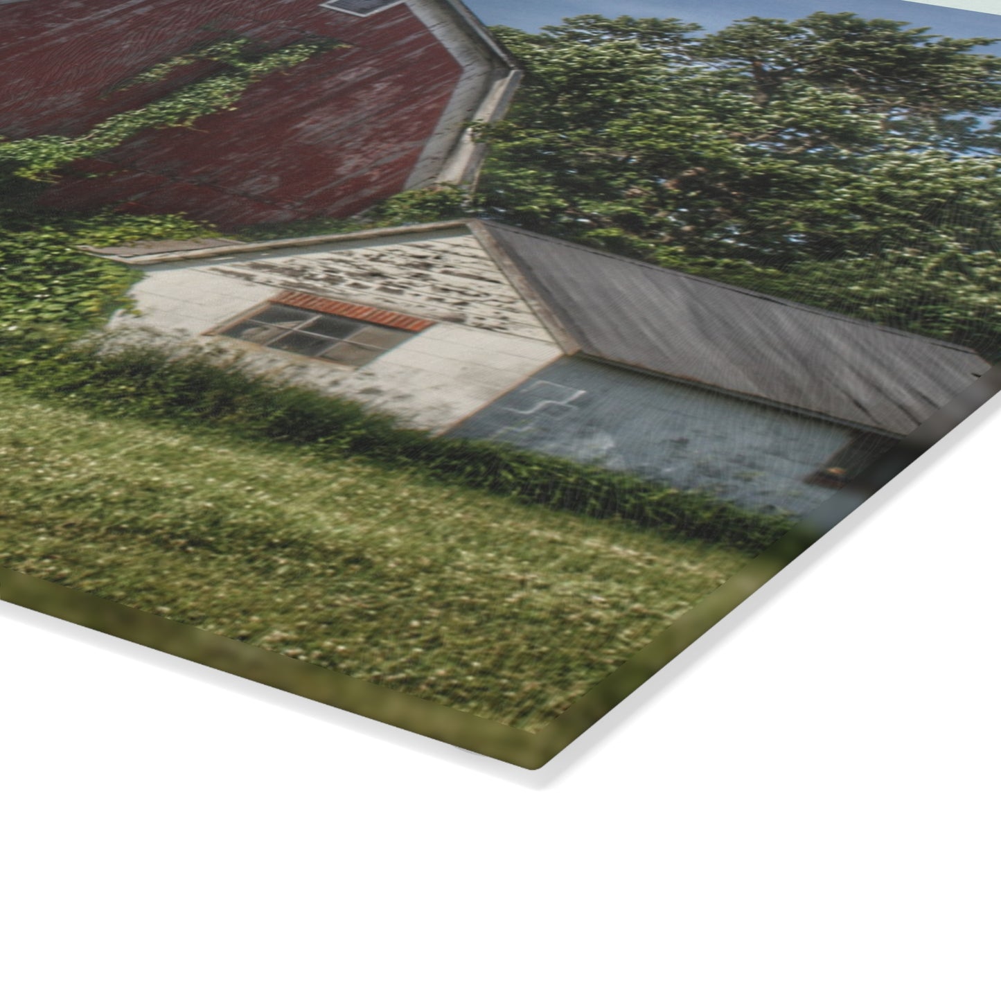 U R There Photography Stanley Road Red in Summer I Rustic Farmhouse Tempered-Glass Cutting Board