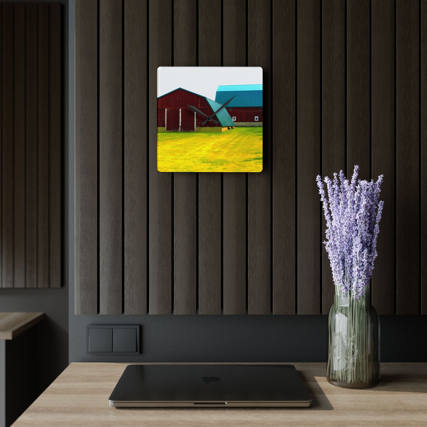 U R There Photography Baldwin Barn Brothers I Rustic Farmhouse Acrylic Analog Wall Clock