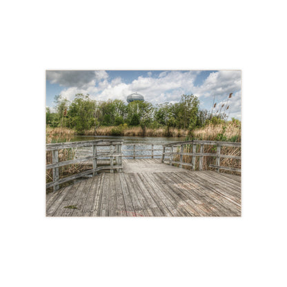 U R There Photography Bridge Overlooking Water Tower Park in Lapeer Rustic Farmhouse Decorative Ceramic Tile 6" × 8" Glossy