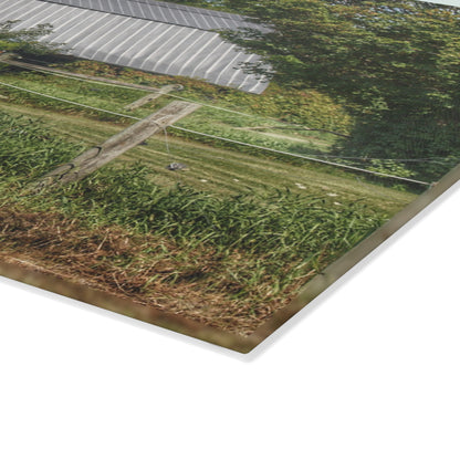 U R There Photography Old Roadside Grey Rustic Farmhouse Tempered-Glass Cutting Board