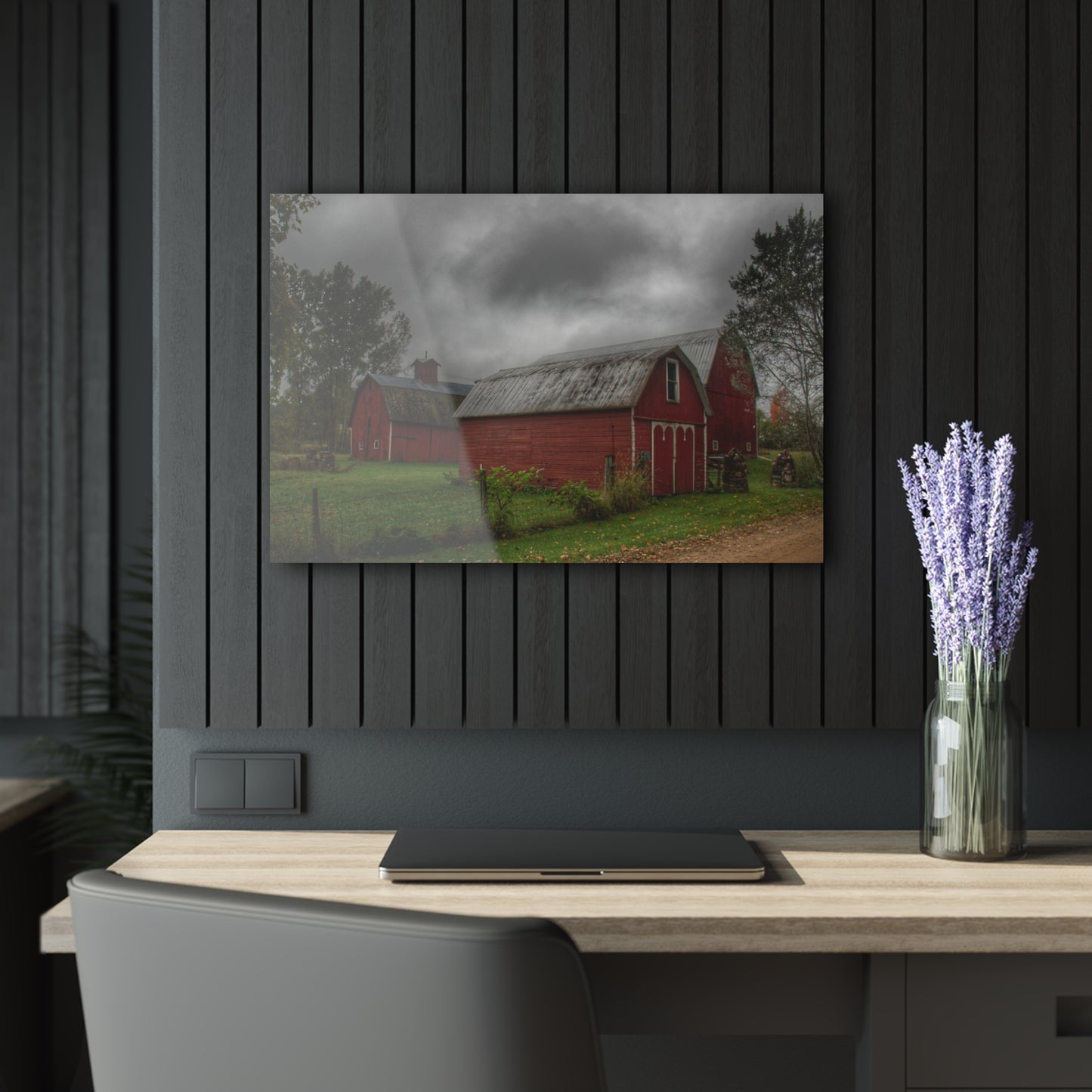 U R There Photography Cramton Road Reds II Rustic Farmhouse Acrylic Wall Print
