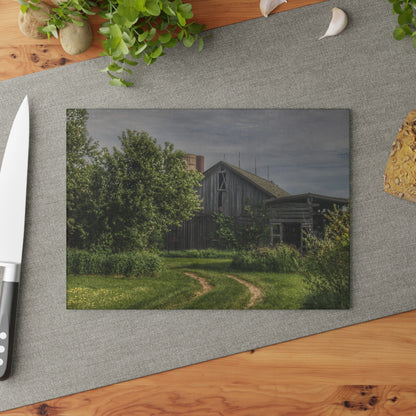 U R There Photography Barkley Road Greys I Rustic Farmhouse Tempered-Glass Cutting Board