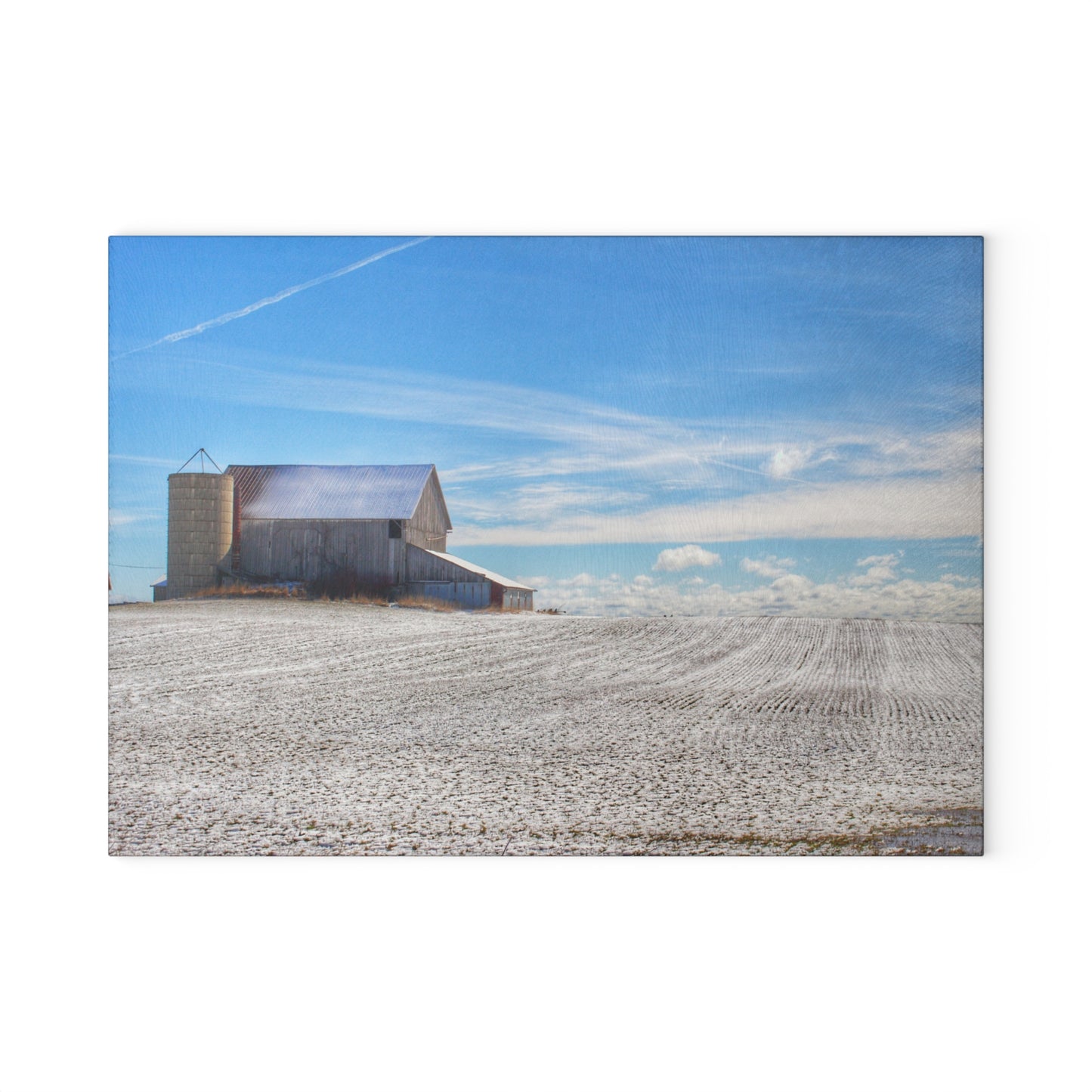 U R There Photography Early Spring Grey II Rustic Farmhouse Tempered-Glass Cutting Board