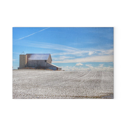 U R There Photography Early Spring Grey II Rustic Farmhouse Tempered-Glass Cutting Board