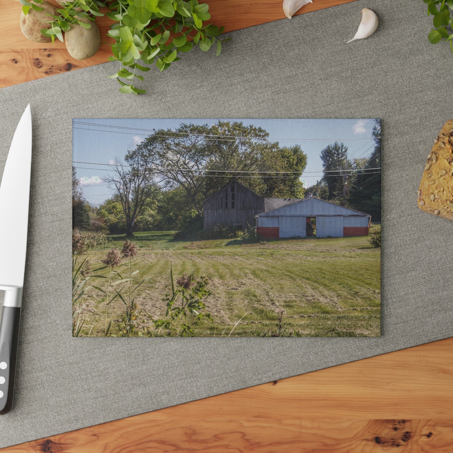 U R There Photography Havens Road Grey Rustic Farmhouse Tempered-Glass Cutting Board
