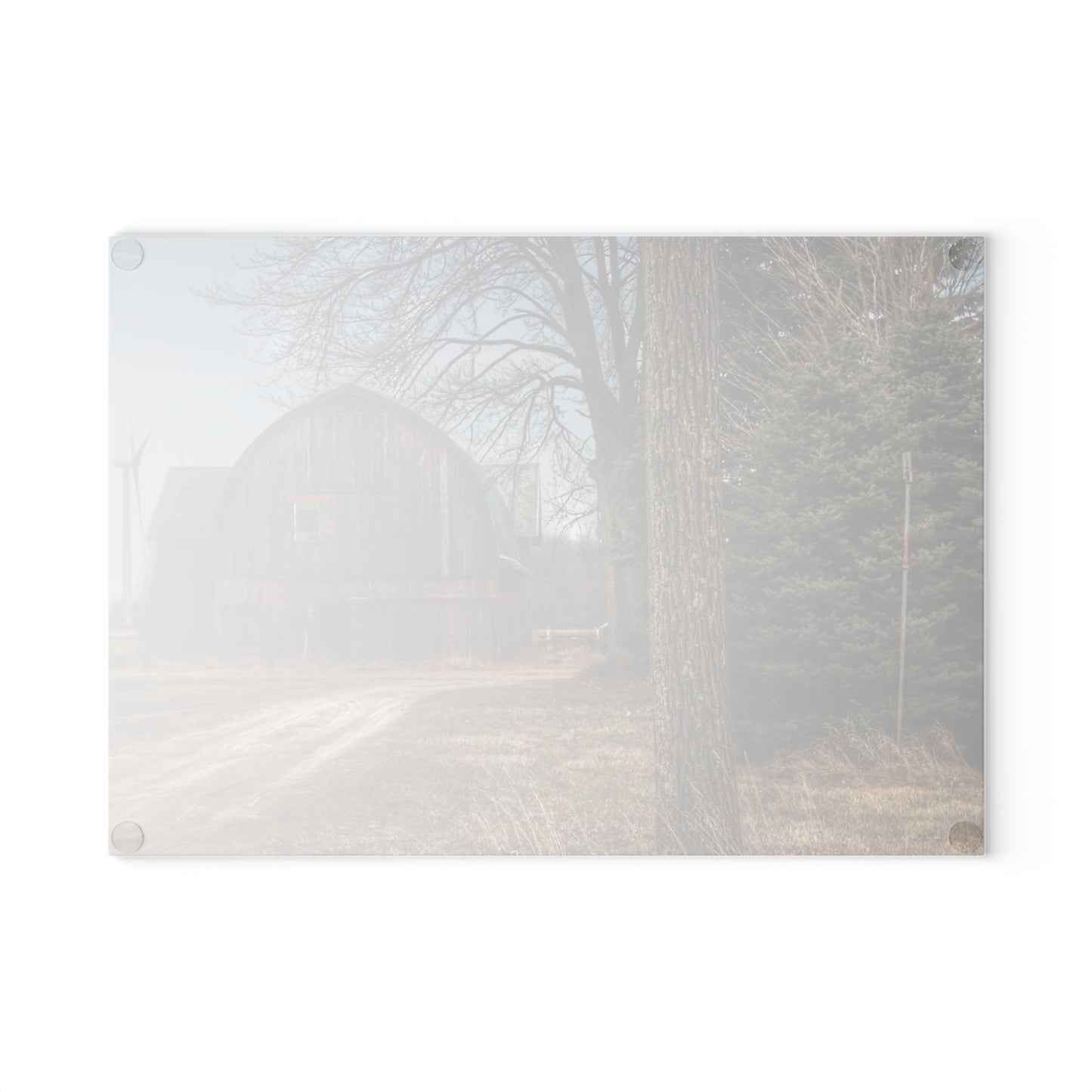 U R There Photography Barns of Deckerville Road I Rustic Farmhouse Tempered-Glass Cutting Board