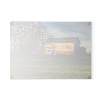 U R There Photography Peck Road White Rustic Farmhouse Tempered-Glass Cutting Board