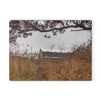 U R There Photography North Oxford Road Grey III Rustic Farmhouse Tempered-Glass Cutting Board