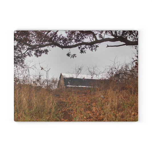 U R There Photography North Oxford Road Grey III Rustic Farmhouse Tempered-Glass Cutting Board