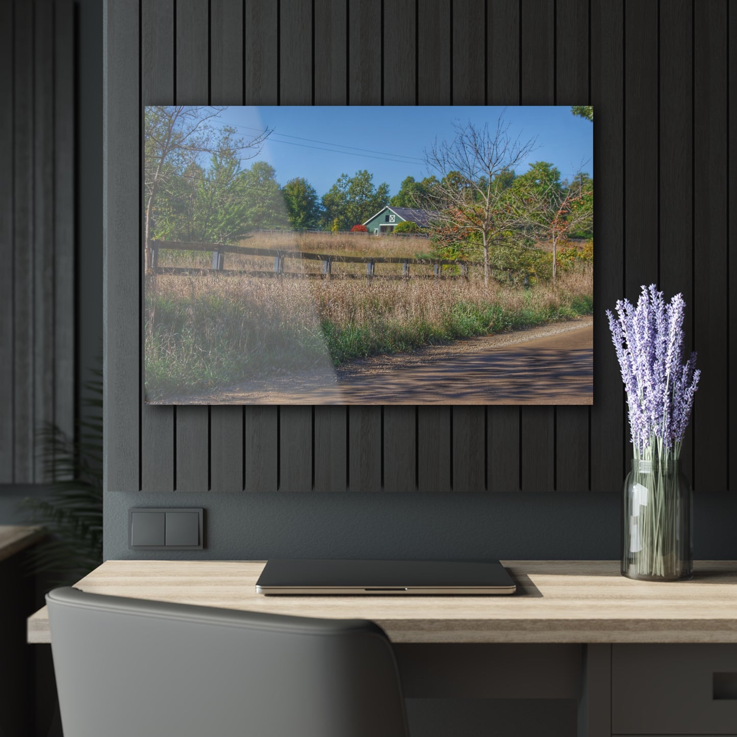 U R There Photography Oakwood Road Hidden Green Rustic Farmhouse Acrylic Wall Print