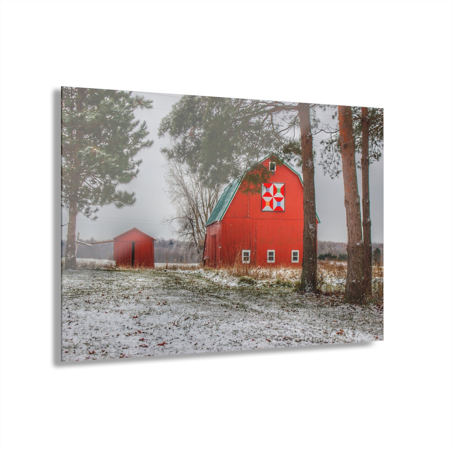 U R There Photography McKail Road Quilted Red Rustic Farmhouse Acrylic Wall Print