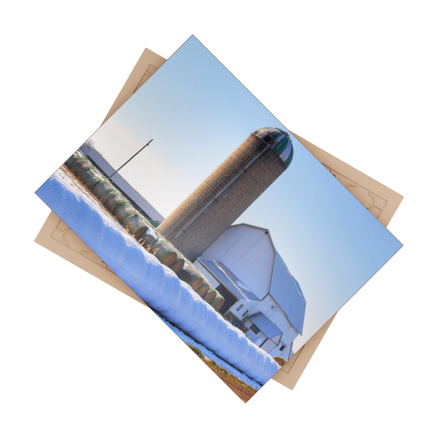 U R There Photography Bowers Road White in Winter Rustic Farmhouse Decorative Ceramic Tile