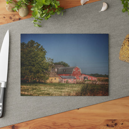 U R There Photography Rochester Road Red I Rustic Farmhouse Tempered-Glass Cutting Board