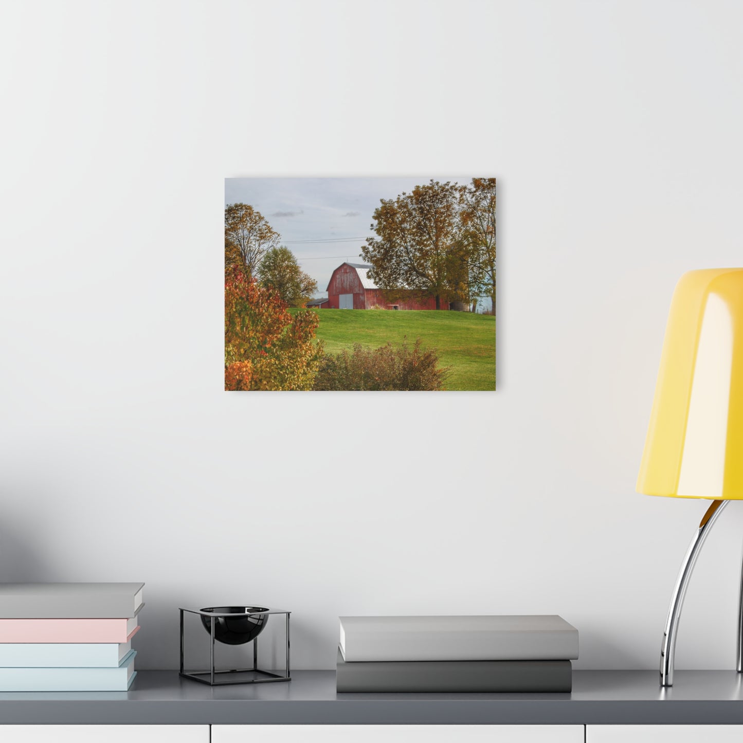 U R There Photography Lyons Road Red Rustic Farmhouse Acrylic Wall Print