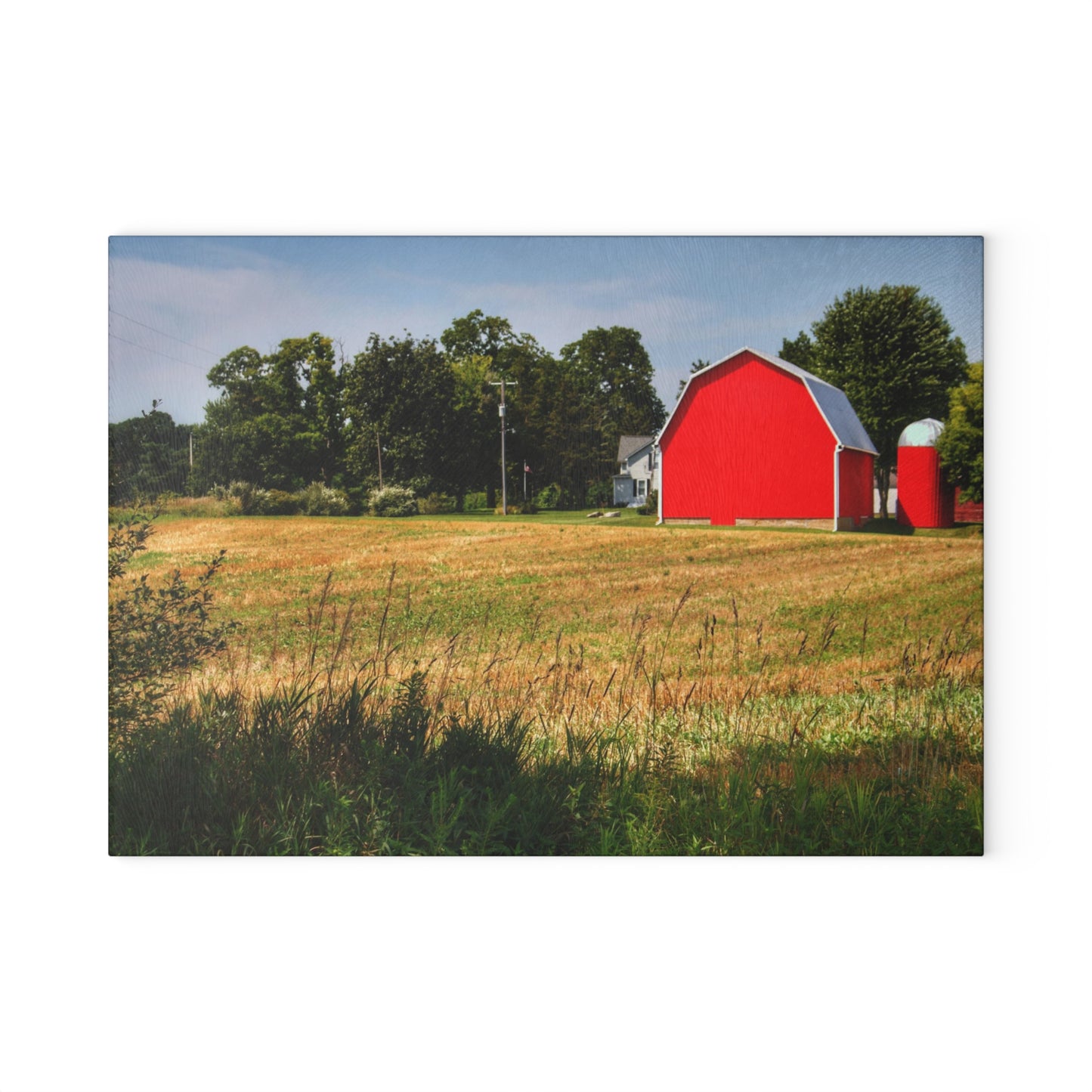 U R There Photography Bristol Road Red and Silo Rustic Farmhouse Tempered-Glass Cutting Board
