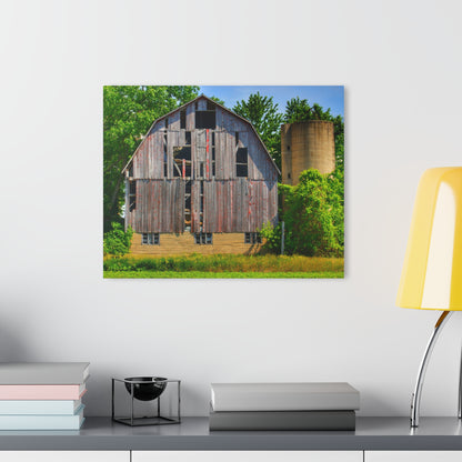 U R There Photography Mushroom Road Red and Silo Rustic Farmhouse Acrylic Wall Print