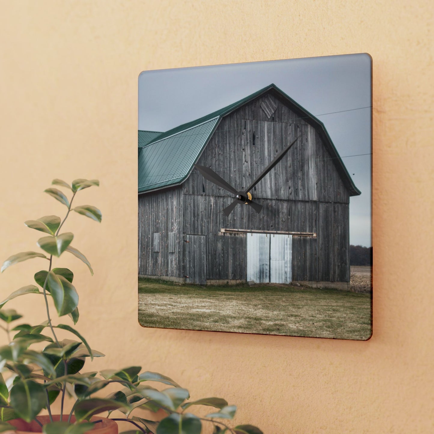 U R There Photography Loomis Road Grey Rustic Farmhouse Tempered-Glass Cutting Board