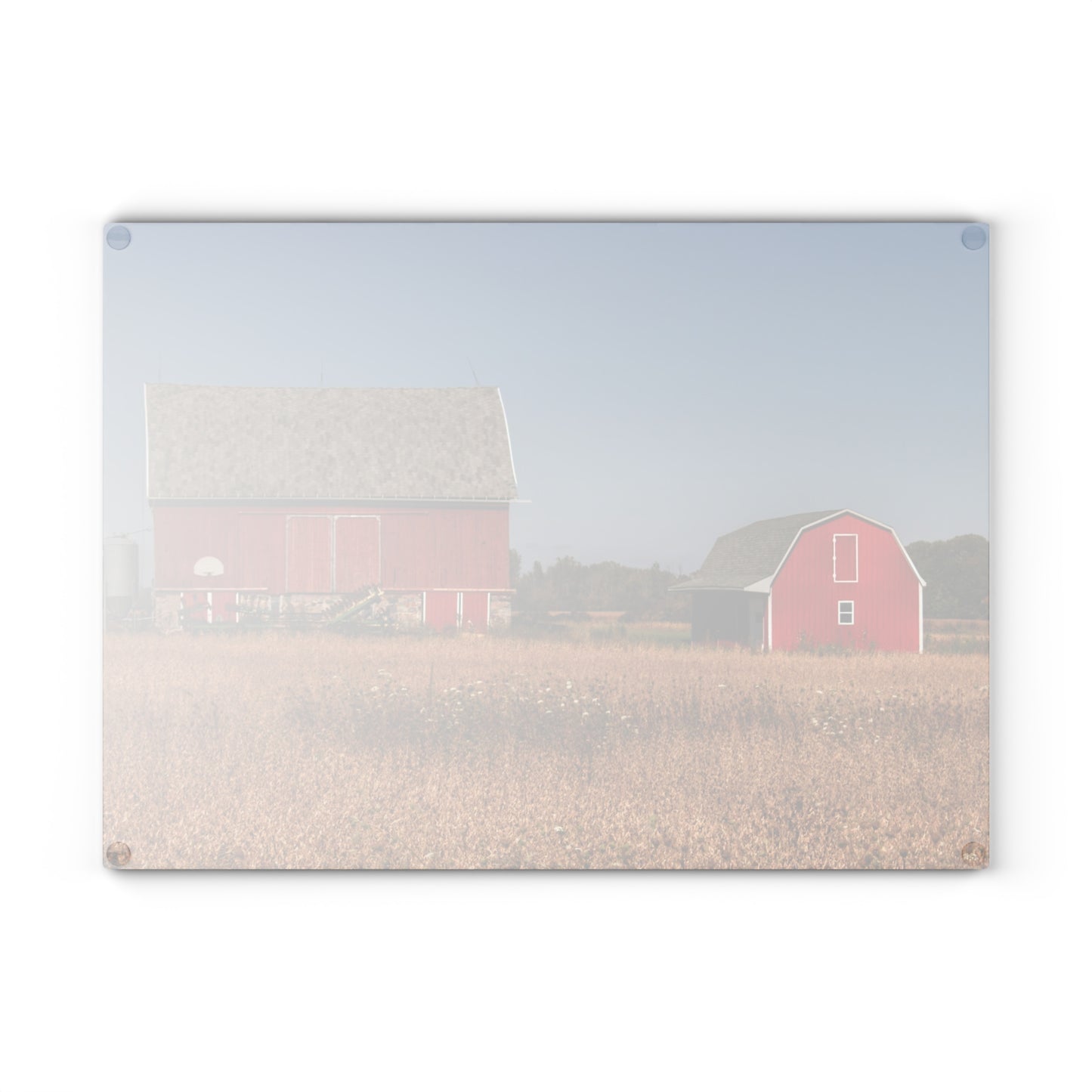 U R There Photography Brown City Wellman Line Road Reds Rustic Farmhouse Tempered-Glass Cutting Board