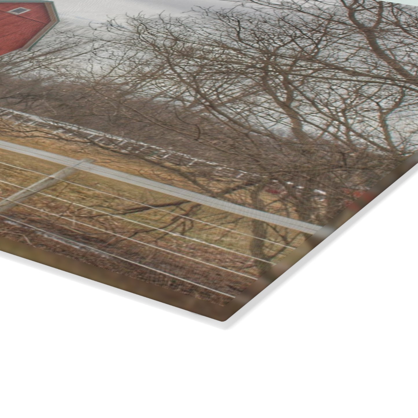 U R There Photography Diehl Road Red Rustic Farmhouse Tempered-Glass Cutting Board