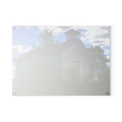 U R There Photography Mound Road Schoolhouse Rustic Farmhouse Tempered-Glass Cutting Board