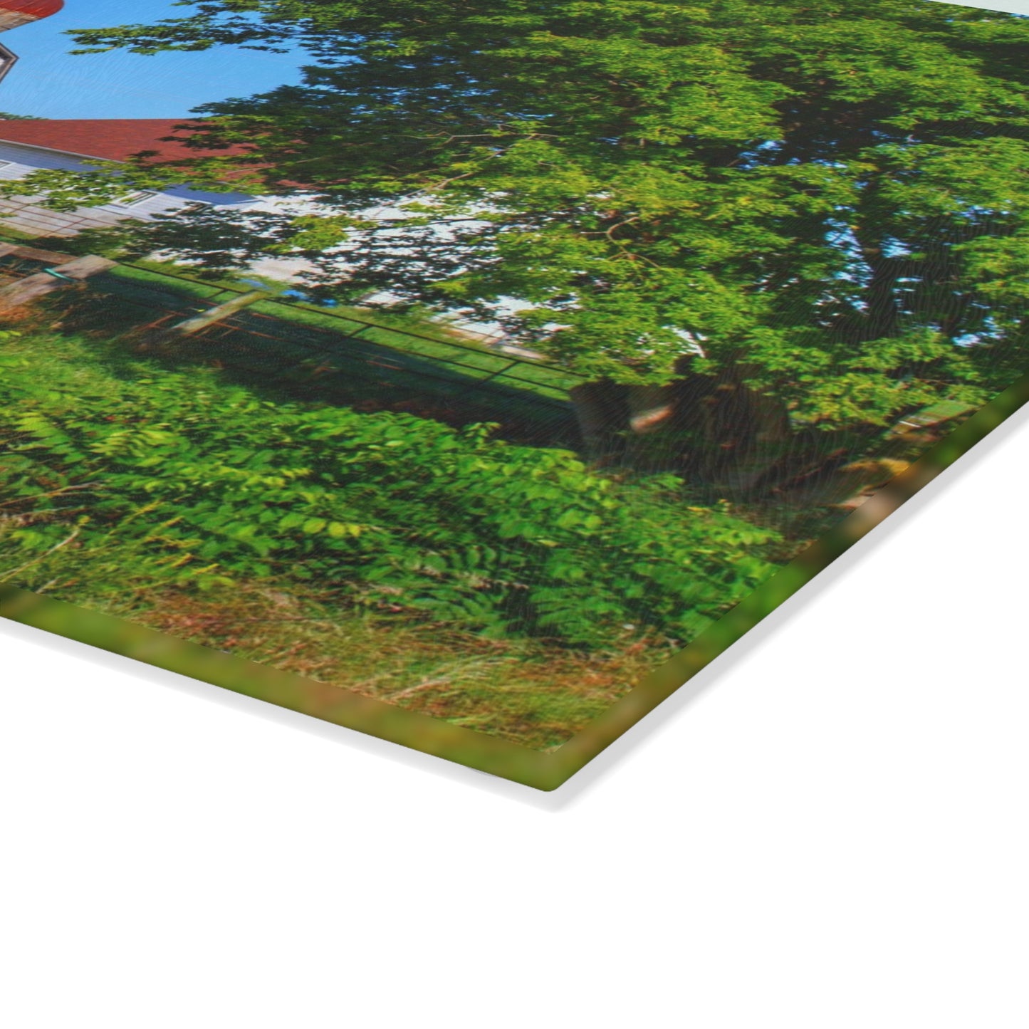 U R There Photography Vienna Roadside White Rustic Farmhouse Tempered-Glass Cutting Board