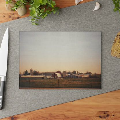 U R There Photography Marlette Road Farm II Rustic Farmhouse Tempered-Glass Cutting Board