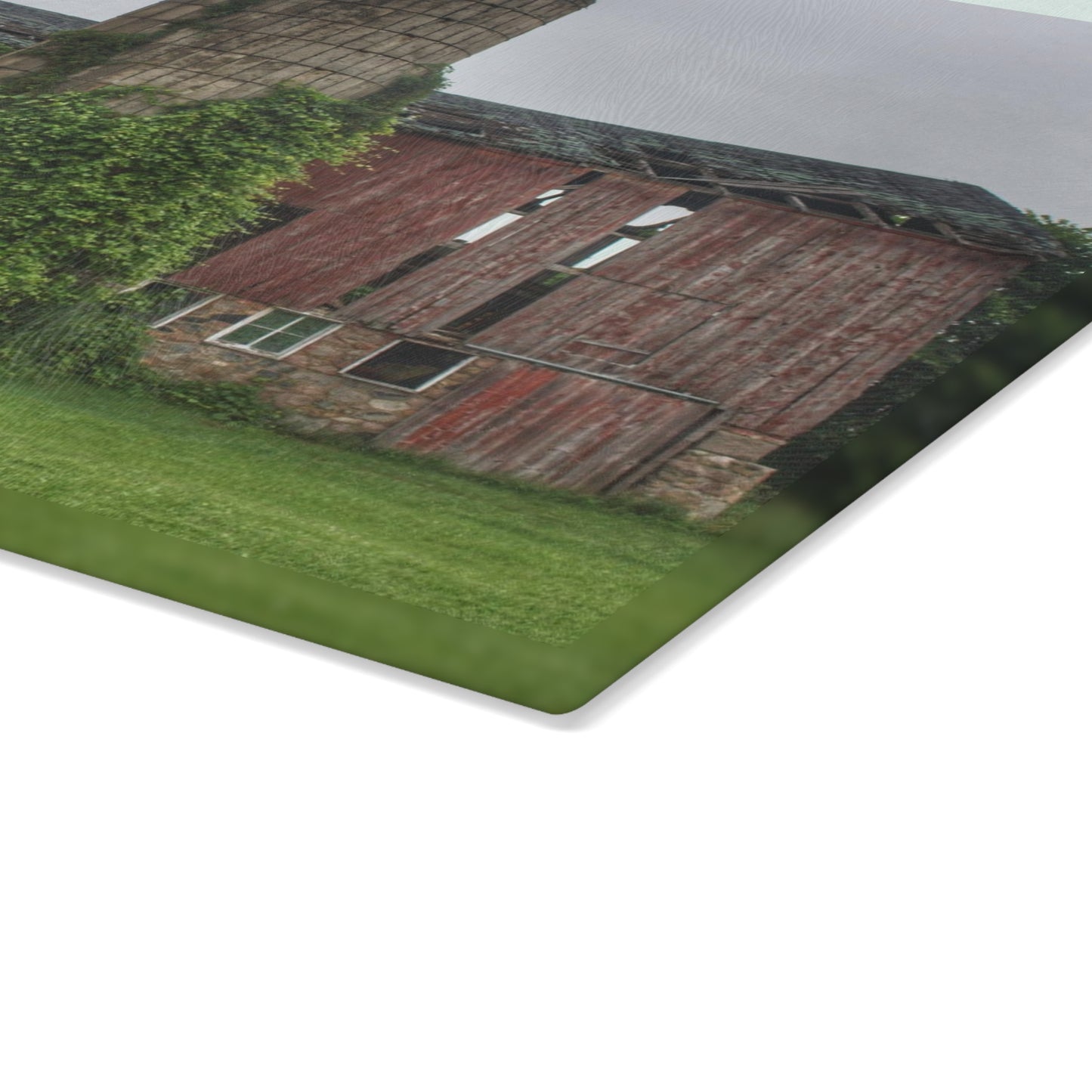 U R There Photography Imlay City Road Red I Rustic Farmhouse Tempered-Glass Cutting Board