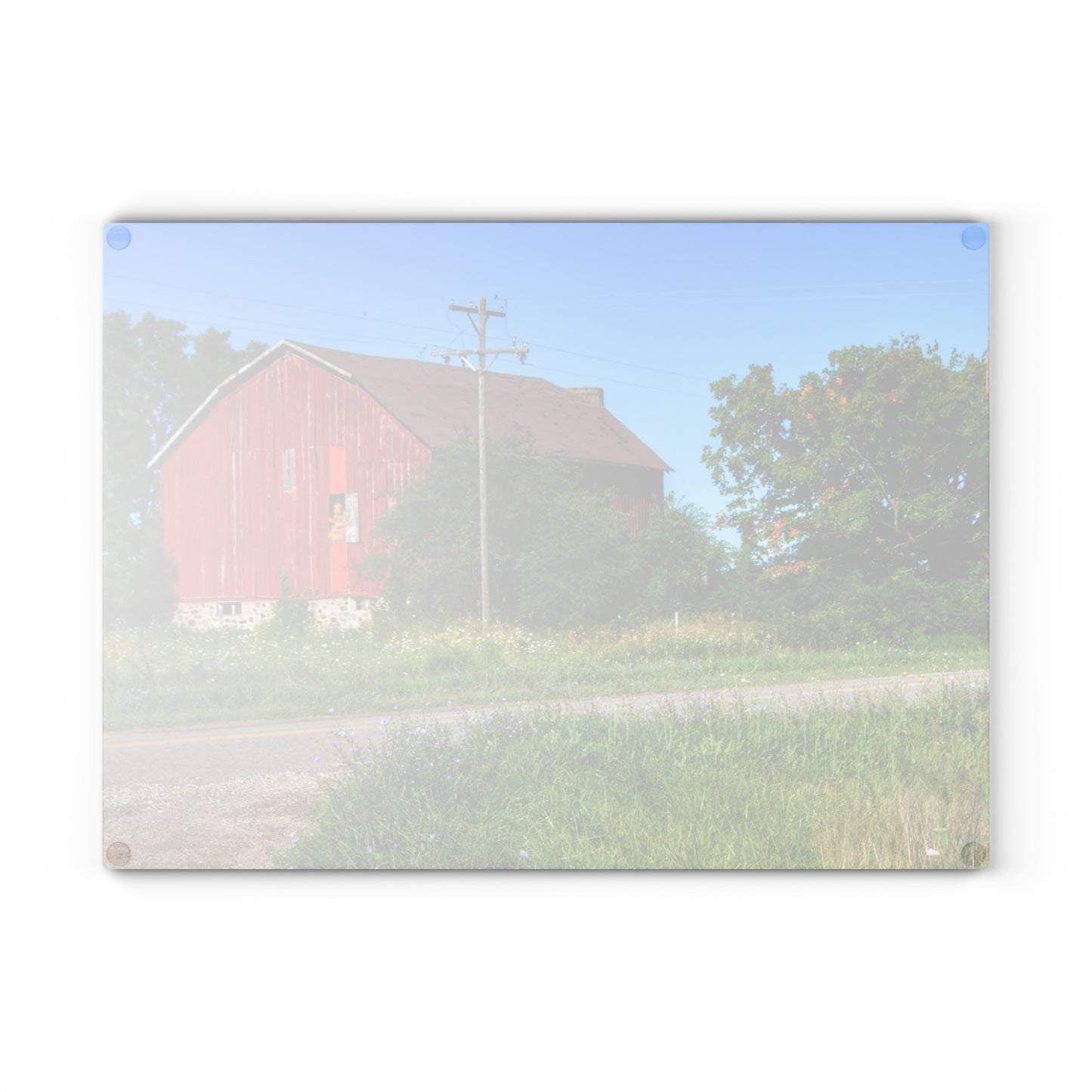 U R There Photography Armstrong Road Red II Rustic Farmhouse Tempered-Glass Cutting Board