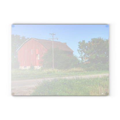 U R There Photography Armstrong Road Red II Rustic Farmhouse Tempered-Glass Cutting Board