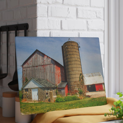 U R There Photography Marlette Red III Rustic Farmhouse Tempered-Glass Cutting Board