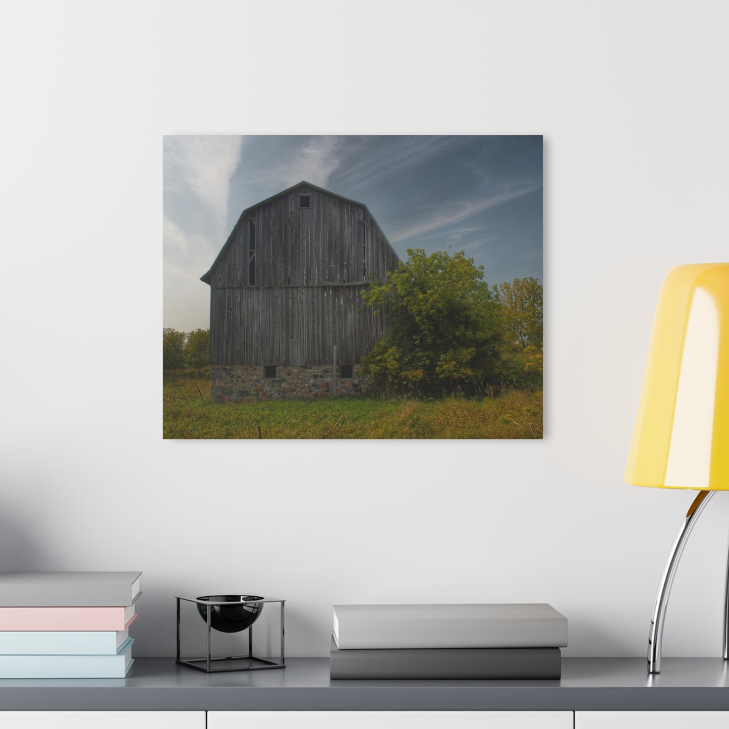 U R There Photography Cat Lake Grey I Rustic Farmhouse Acrylic Wall Print