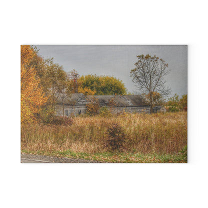 U R There Photography Hill Road Roadside Greys Rustic Farmhouse Tempered-Glass Cutting Board