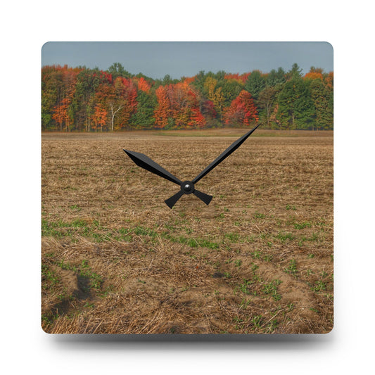 Fall on Murphy Lake III Rustic Farmhouse Acrylic Analog Wall Clock 10.75'' × 10.75'' (Square)
