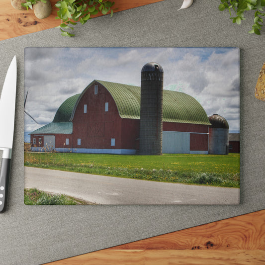 U R There Photography Rescue Road Red Rustic Farmhouse Tempered-Glass Cutting Board
