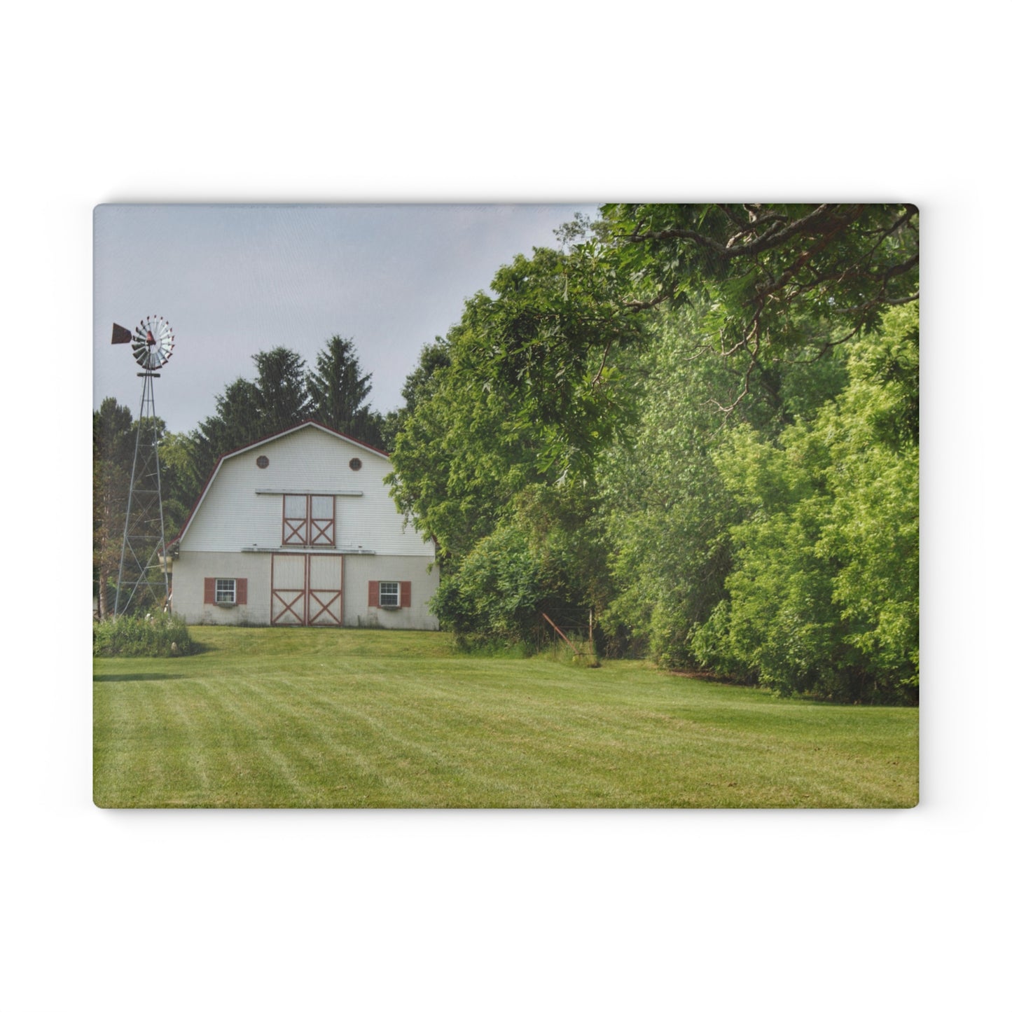 U R There Photography Hunters Creek White Rustic Farmhouse Tempered-Glass Cutting Board
