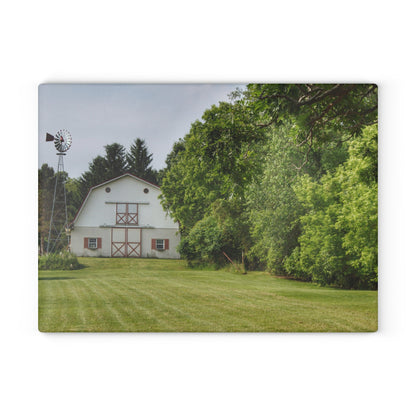 U R There Photography Hunters Creek White Rustic Farmhouse Tempered-Glass Cutting Board