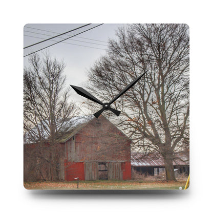 U R There Photography Almont Van Dyke Red III Rustic Farmhouse Acrylic Analog Wall Clock