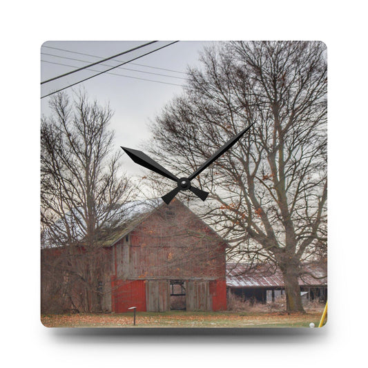 U R There Photography Almont Van Dyke Red III Rustic Farmhouse Acrylic Analog Wall Clock 10.75'' × 10.75'' (Square)
