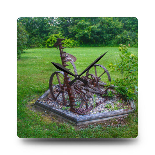 Farm Yard Art Rustic Farmhouse Acrylic Analog Wall Clock 10.75'' × 10.75'' (Square)
