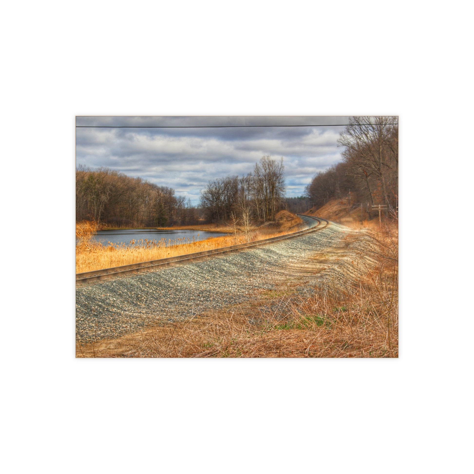 U R There Photography Aside the Tracks in Holly Rustic Farmhouse Decorative Ceramic Tile 6" × 8" Glossy