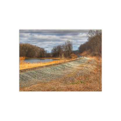 U R There Photography Aside the Tracks in Holly Rustic Farmhouse Decorative Ceramic Tile 6" × 8" Glossy